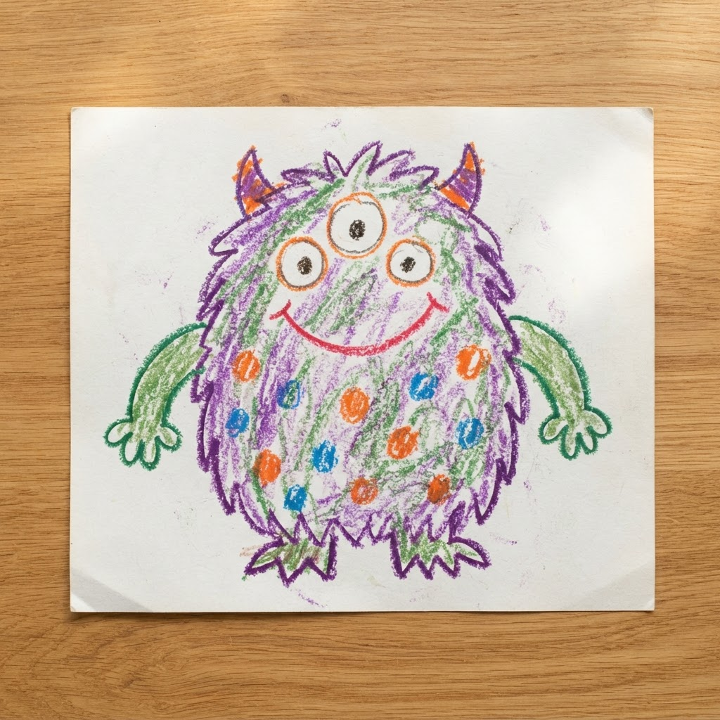 Original drawing of Bloop the Friendly