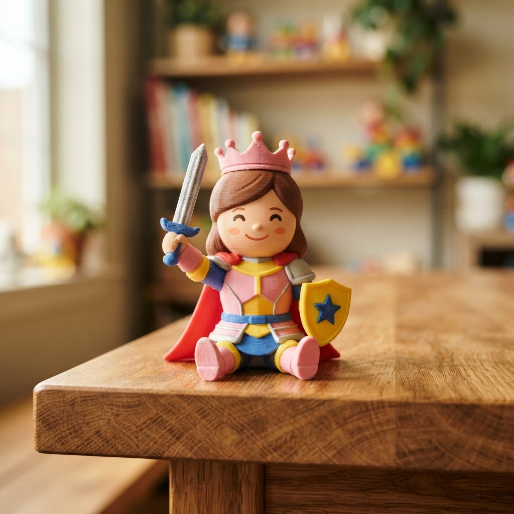 Finished 3D-printed toy of Sir Sparkle